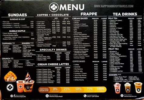 Menu at Black Scoop Cafe .